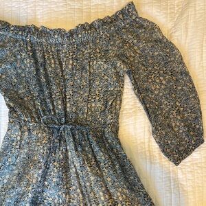 Blue Floral Off-Shoulder Dress